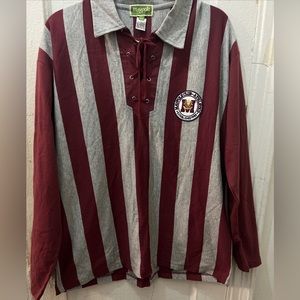 Vintage maypole athletics rugby stripped polo shirt mens size Large